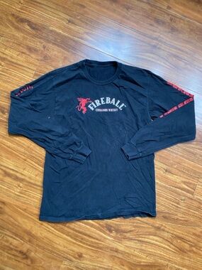Fireball Whiskey Women's Black Logo Long Sleeve T-Shirt Size Medium Casual Retro